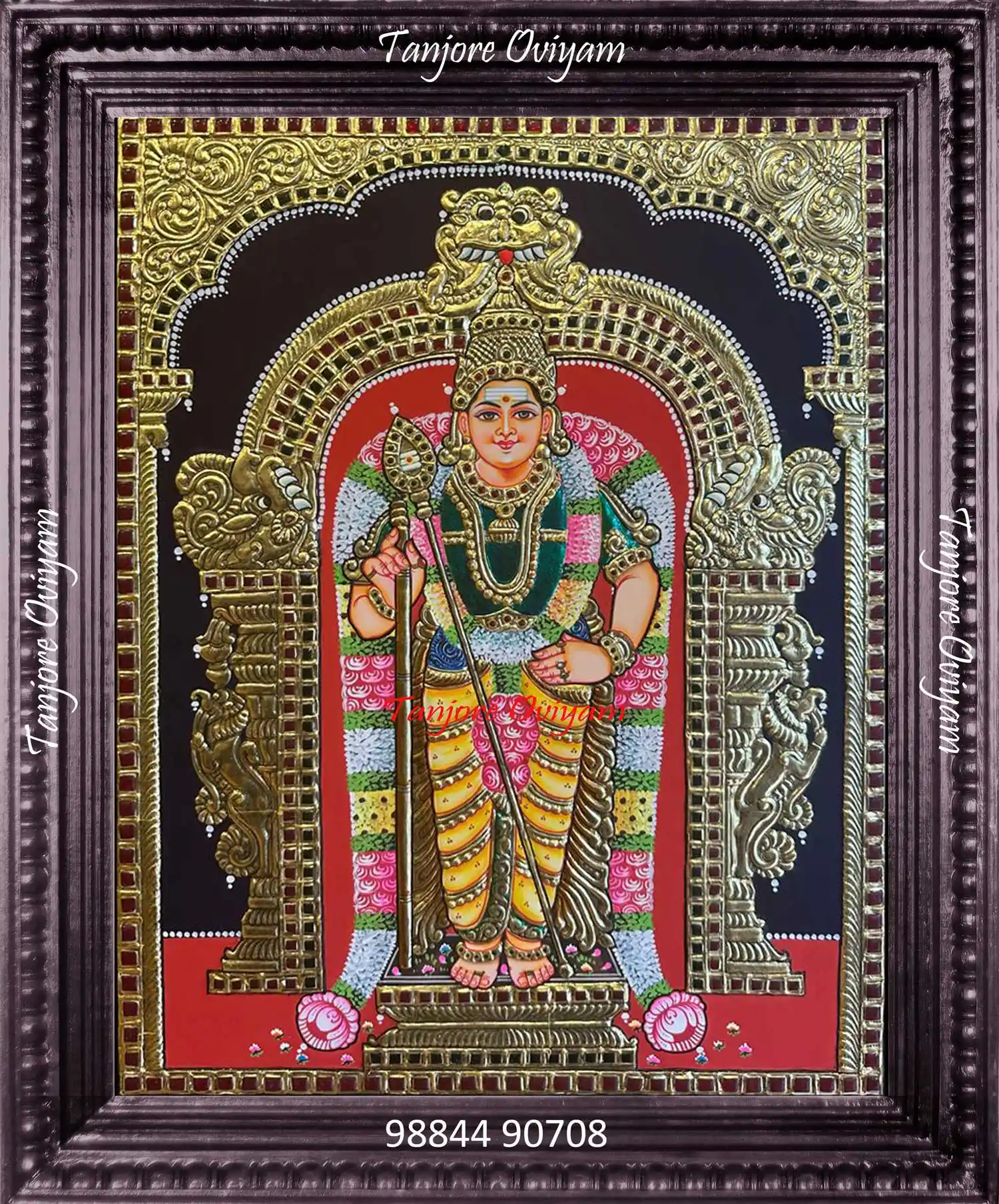 Tanjore Painting Murugan With Vel In Hand